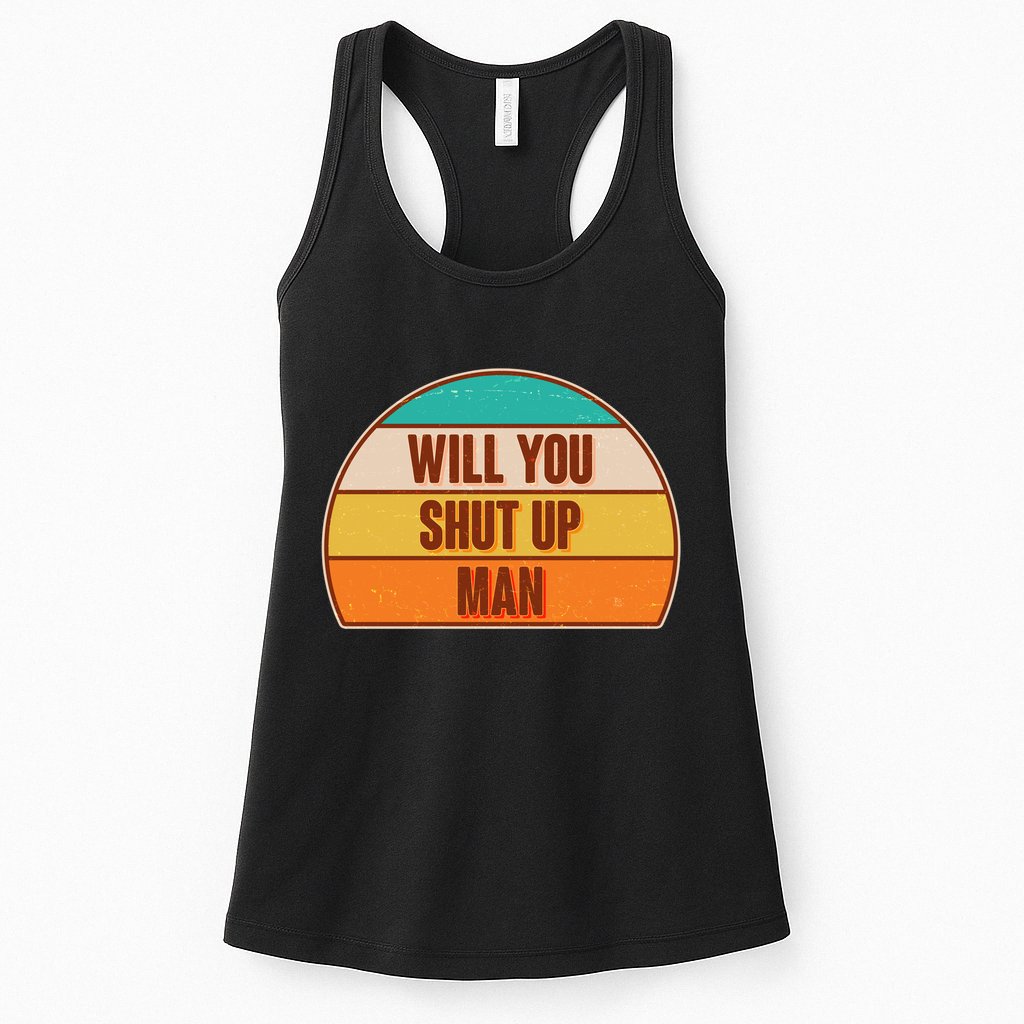 Vintage Retro Will You Shut Up Man Biden Vs Trump Debate Womens Tank Top