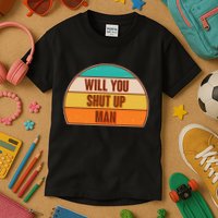 Vintage Retro Will You Shut Up Man Biden Vs Trump Debate Kids T-Shirt