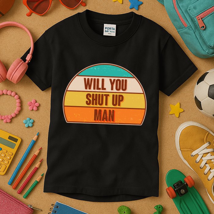 Vintage Retro Will You Shut Up Man Biden Vs Trump Debate Kids T-Shirt