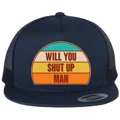 Vintage Retro Will You Shut Up Man Biden Vs Trump Debate Flat Bill Trucker Hat