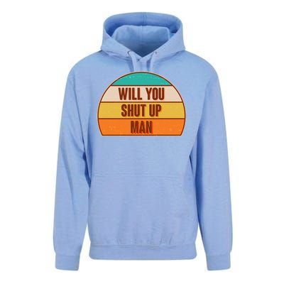 Vintage Retro Will You Shut Up Man Biden Vs Trump Debate Unisex Surf Hoodie