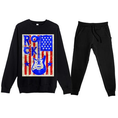 Vintage Rock Electric Guitar USA Premium Crewneck Sweatsuit Set