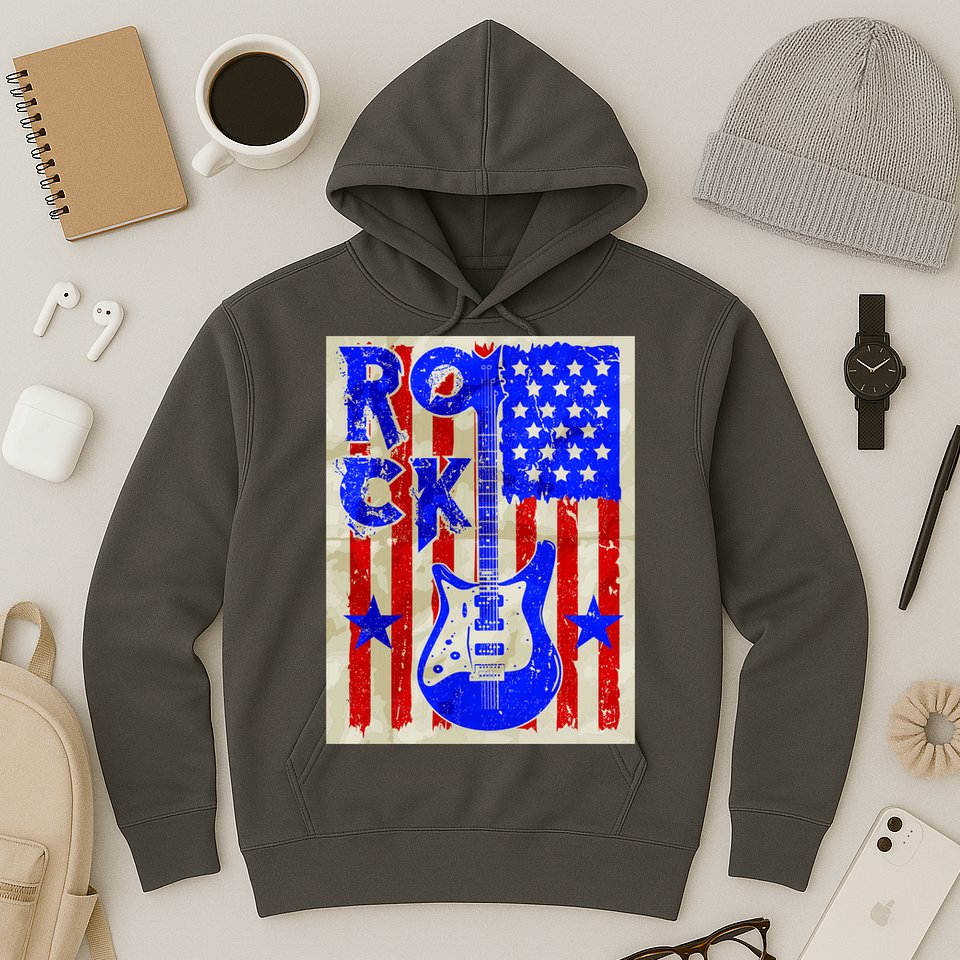 Vintage Rock Electric Guitar USA Hoodie