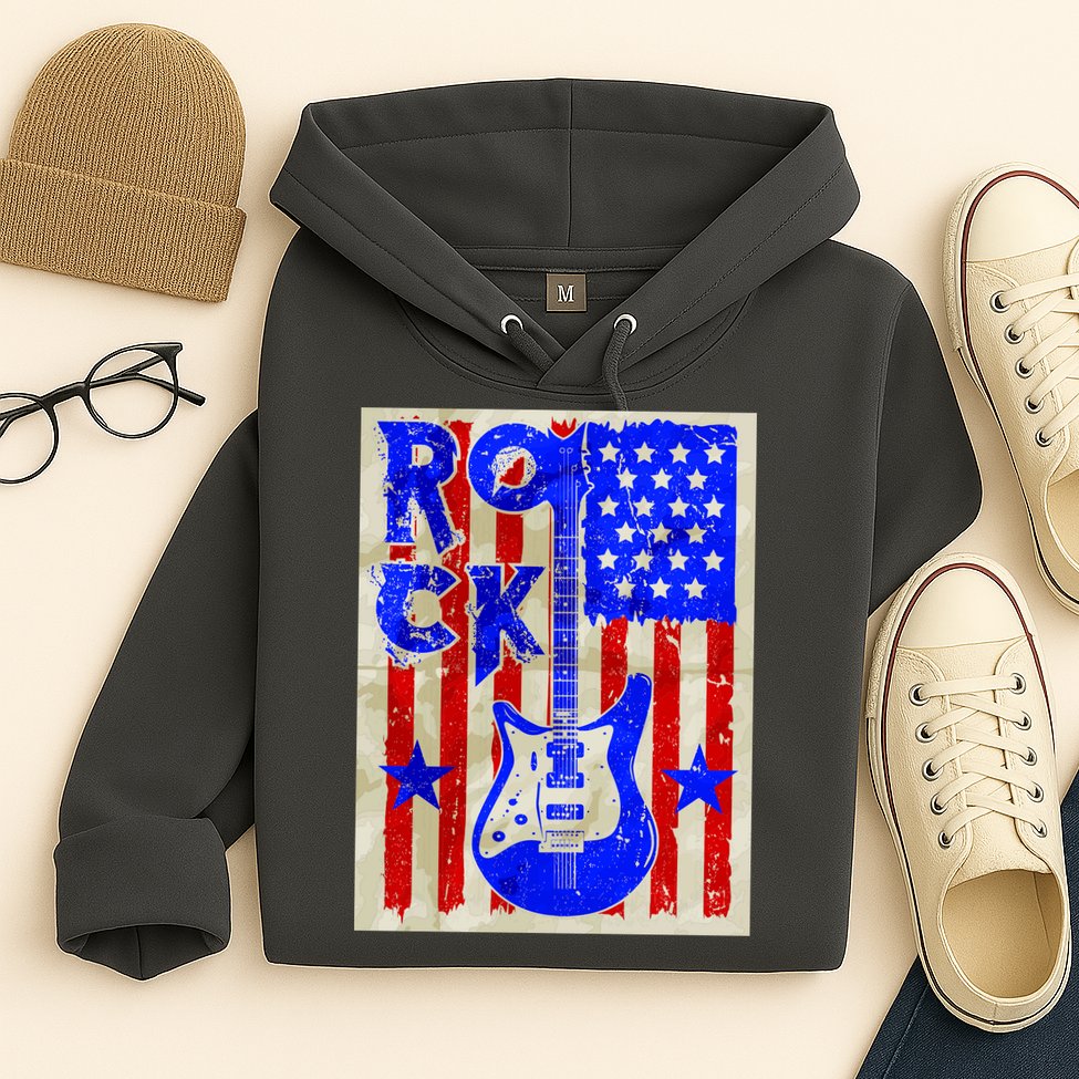 Vintage Rock Electric Guitar USA Hoodie