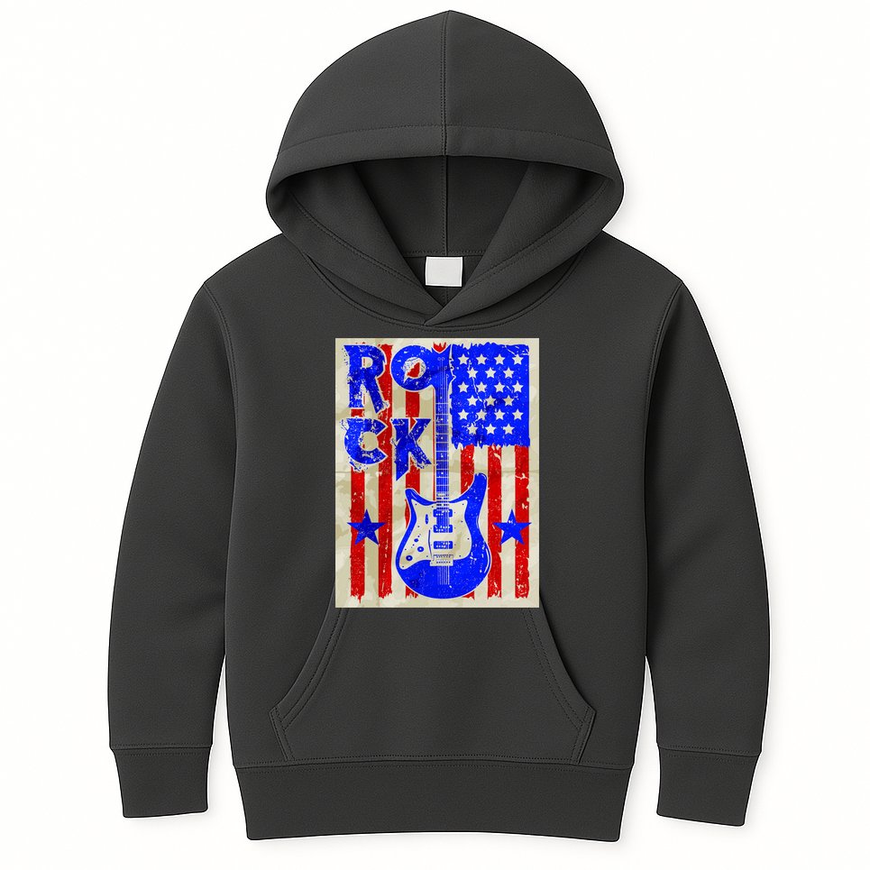 Vintage Rock Electric Guitar USA Kids Hoodie