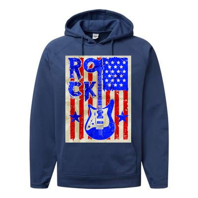 Vintage Rock Electric Guitar USA Performance Fleece Hoodie