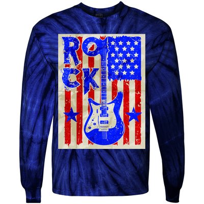 Vintage Rock Electric Guitar USA Tie-Dye Long Sleeve Shirt