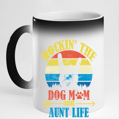 Vintage Rockin The Dog Mom And Aunt Life 11oz Black Color Changing Mug