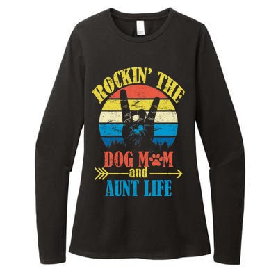 Vintage Rockin The Dog Mom And Aunt Life Womens CVC Long Sleeve Shirt