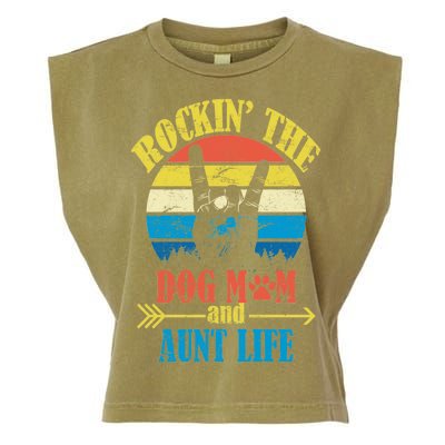 Vintage Rockin The Dog Mom And Aunt Life Garment-Dyed Women's Muscle Tee