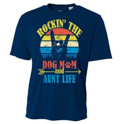 Vintage Rockin The Dog Mom And Aunt Life Cooling Performance Crew T-Shirt