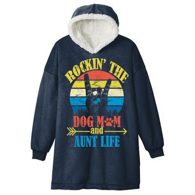 Vintage Rockin The Dog Mom And Aunt Life Hooded Wearable Blanket