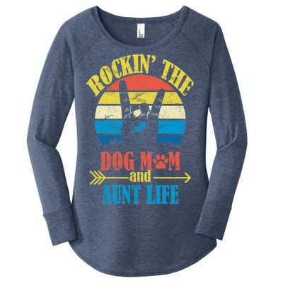 Vintage Rockin The Dog Mom And Aunt Life Women's Perfect Tri Tunic Long Sleeve Shirt