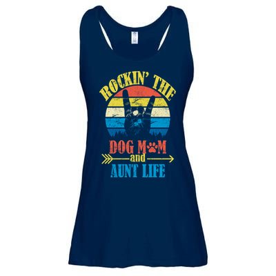 Vintage Rockin The Dog Mom And Aunt Life Ladies Essential Flowy Tank