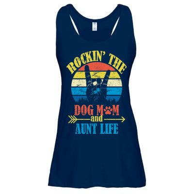 Vintage Rockin The Dog Mom And Aunt Life Ladies Essential Flowy Tank