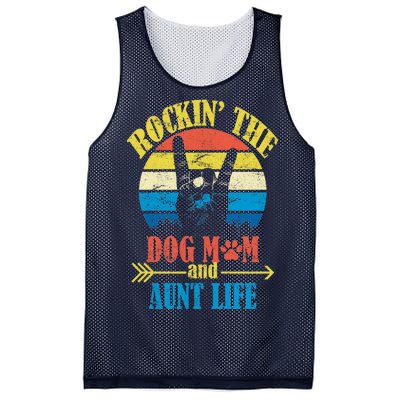 Vintage Rockin The Dog Mom And Aunt Life Mesh Reversible Basketball Jersey Tank