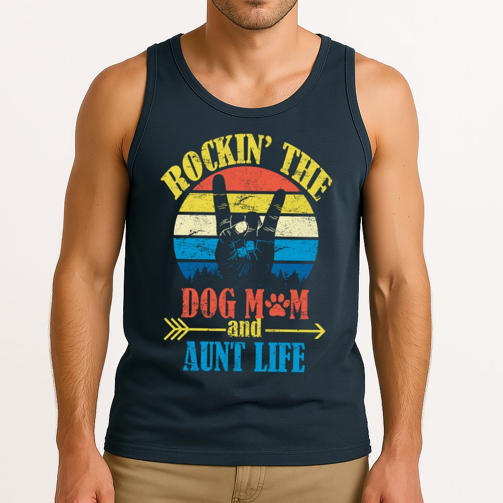 Vintage Rockin The Dog Mom And Aunt Life Tank Top