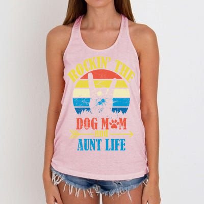 Vintage Rockin The Dog Mom And Aunt Life Women's Knotted Racerback Tank