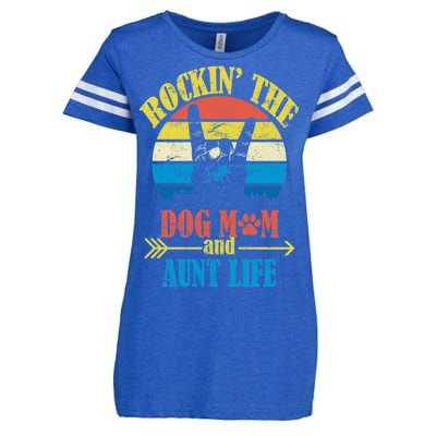 Vintage Rockin The Dog Mom And Aunt Life Enza Ladies Jersey Football T-Shirt