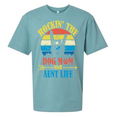 Vintage Rockin The Dog Mom And Aunt Life Sueded Cloud Jersey T-Shirt