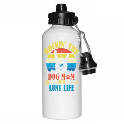 Vintage Rockin The Dog Mom And Aunt Life Aluminum Water Bottle