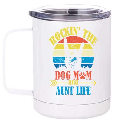 Vintage Rockin The Dog Mom And Aunt Life 12 oz Stainless Steel Tumbler Cup