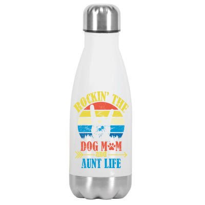 Vintage Rockin The Dog Mom And Aunt Life Stainless Steel Insulated Water Bottle