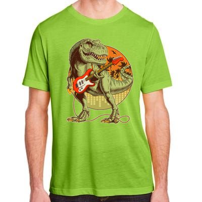 Vintage Rocking Guitar T-Rex Dinosaur Adult ChromaSoft Performance T-Shirt