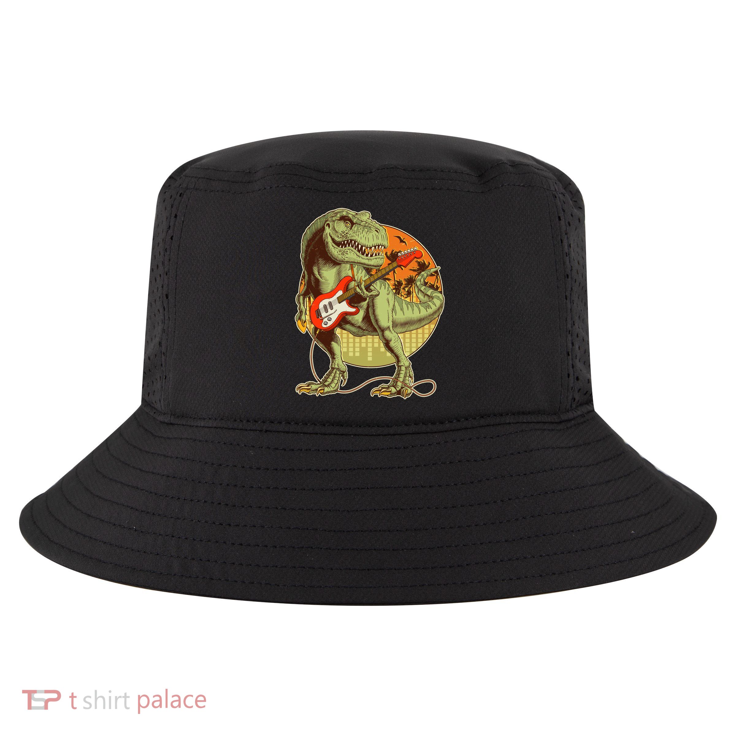 Vintage Rocking Guitar T-Rex Dinosaur Cool Comfort Performance Bucket Hat