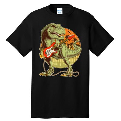 Vintage Rocking Guitar T-Rex Dinosaur Tall T-Shirt