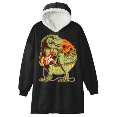 Vintage Rocking Guitar T-Rex Dinosaur Hooded Wearable Blanket