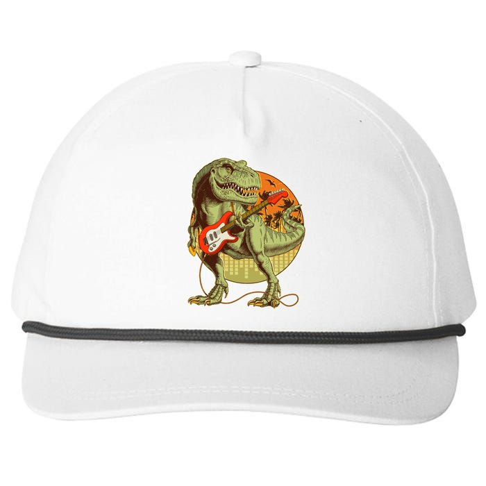 Vintage Rocking Guitar T-Rex Dinosaur Snapback Five-Panel Rope Hat