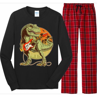 Vintage Rocking Guitar T-Rex Dinosaur Long Sleeve Pajama Set