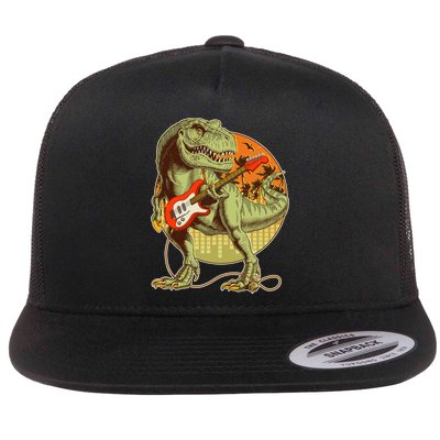 Vintage Rocking Guitar T-Rex Dinosaur Flatbill Hat