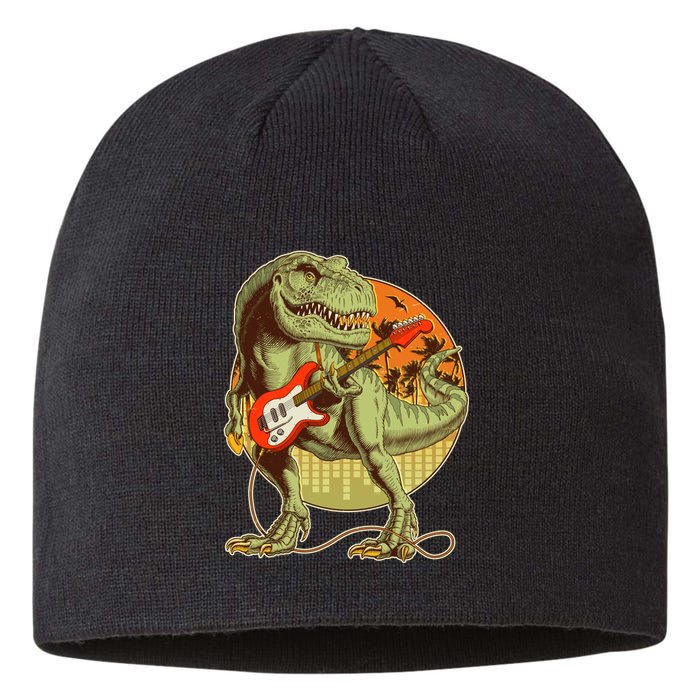 Vintage Rocking Guitar T-Rex Dinosaur Sustainable Beanie