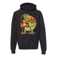 Vintage Rocking Guitar T-Rex Dinosaur Premium Hoodie