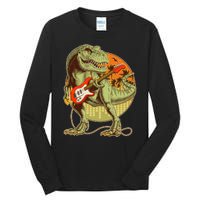 Vintage Rocking Guitar T-Rex Dinosaur Tall Long Sleeve T-Shirt