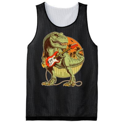 Vintage Rocking Guitar T-Rex Dinosaur Mesh Reversible Basketball Jersey Tank