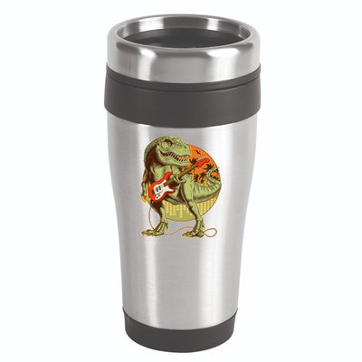 Vintage Rocking Guitar T-Rex Dinosaur 16oz Travel Tumbler