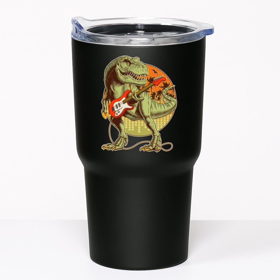 Vintage Rocking Guitar T-Rex Dinosaur Tumbler