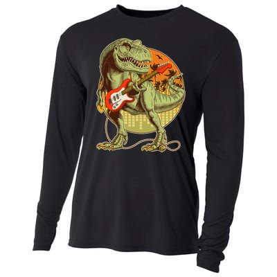 Vintage Rocking Guitar T-Rex Dinosaur Cooling Performance Long Sleeve Crew