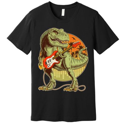 Vintage Rocking Guitar T-Rex Dinosaur Premium T-Shirt