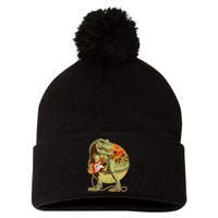 Vintage Rocking Guitar T-Rex Dinosaur Pom Pom 12in Knit Beanie