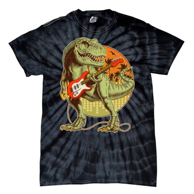 Vintage Rocking Guitar T-Rex Dinosaur Tie-Dye T-Shirt