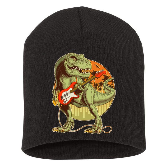 Vintage Rocking Guitar T-Rex Dinosaur Short Acrylic Beanie