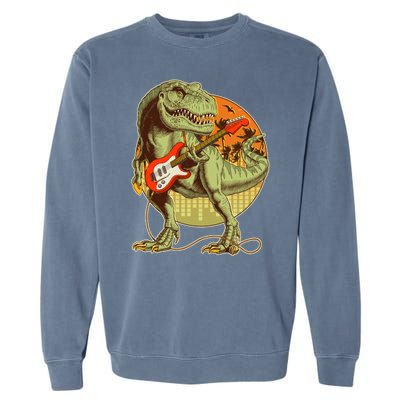 Vintage Rocking Guitar T-Rex Dinosaur Garment-Dyed Sweatshirt