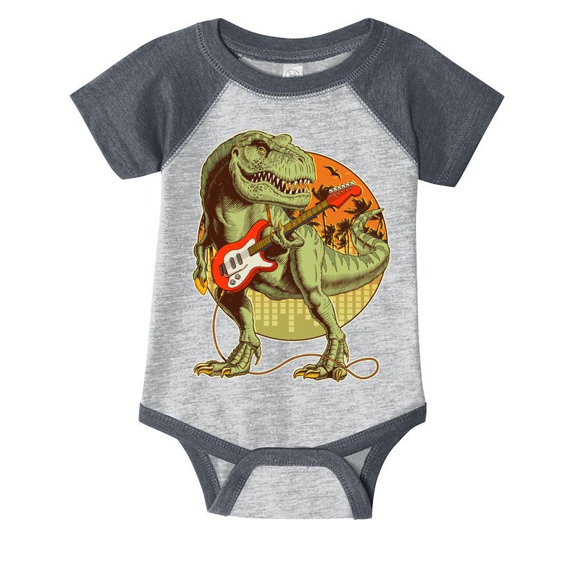 Vintage Rocking Guitar T-Rex Dinosaur Infant Baby Jersey Bodysuit