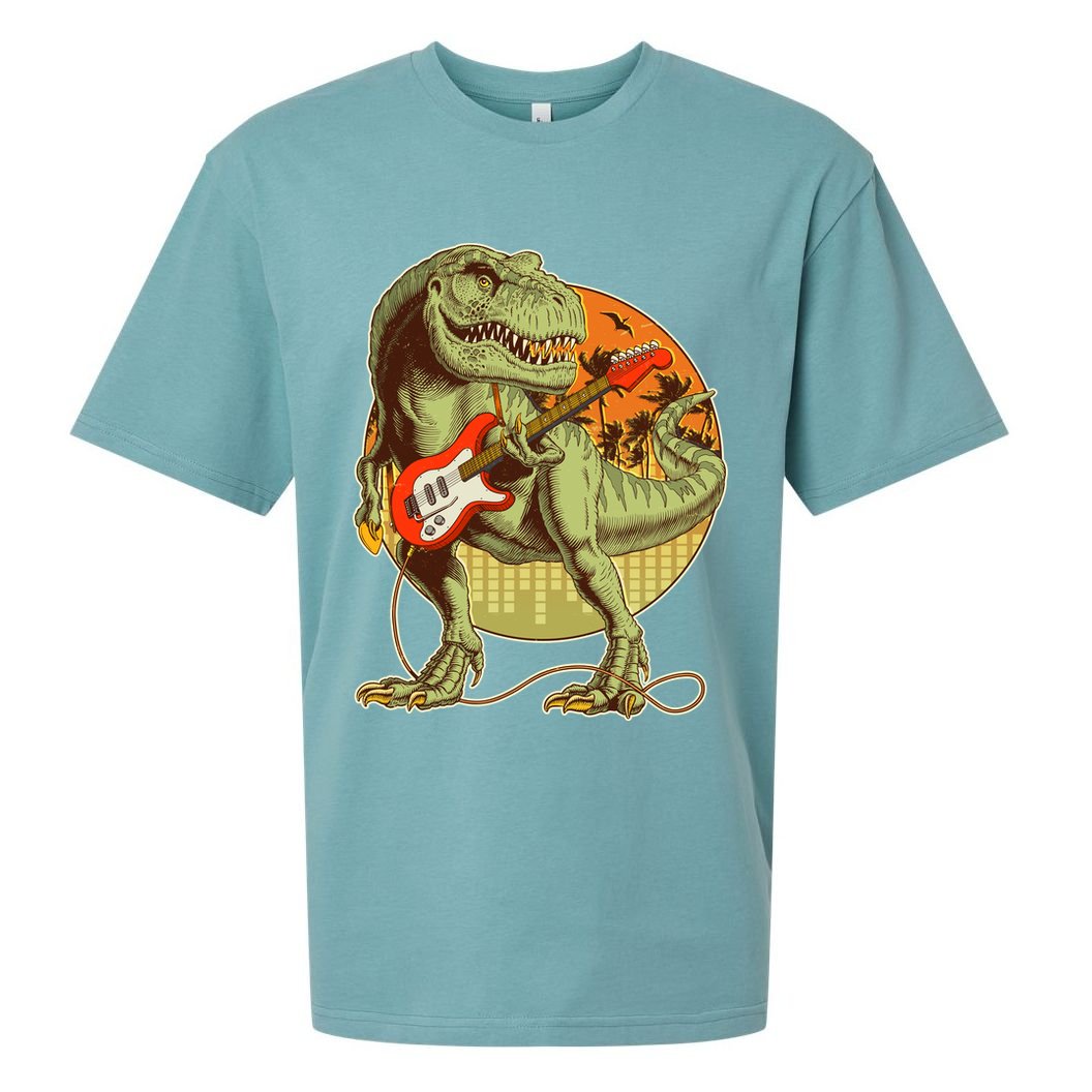 Vintage Rocking Guitar T-Rex Dinosaur Sueded Cloud Jersey T-Shirt