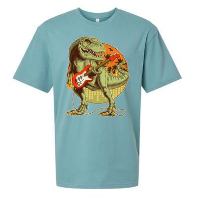 Vintage Rocking Guitar T-Rex Dinosaur Sueded Cloud Jersey T-Shirt