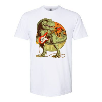 Vintage Rocking Guitar T-Rex Dinosaur Softstyle CVC T-Shirt